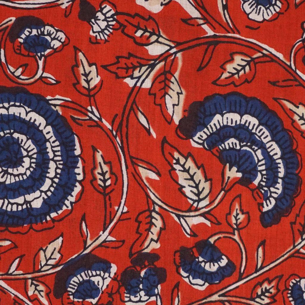 Voile leichte Baumwolle Blüten Ranken rot